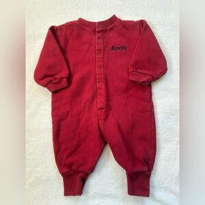 Vtg Roots Cherry Red Kids Footie One Piece